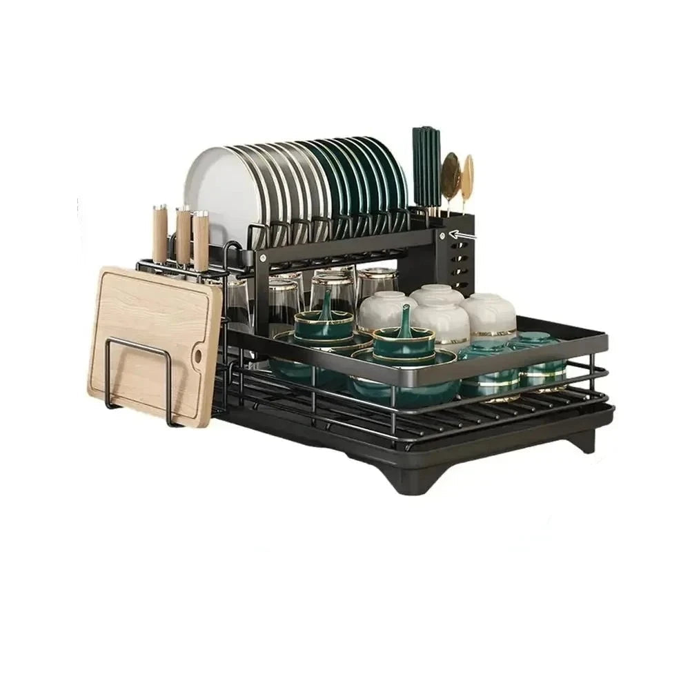Space-Saving Dish Rack with Adjustable Stainless Steel Design