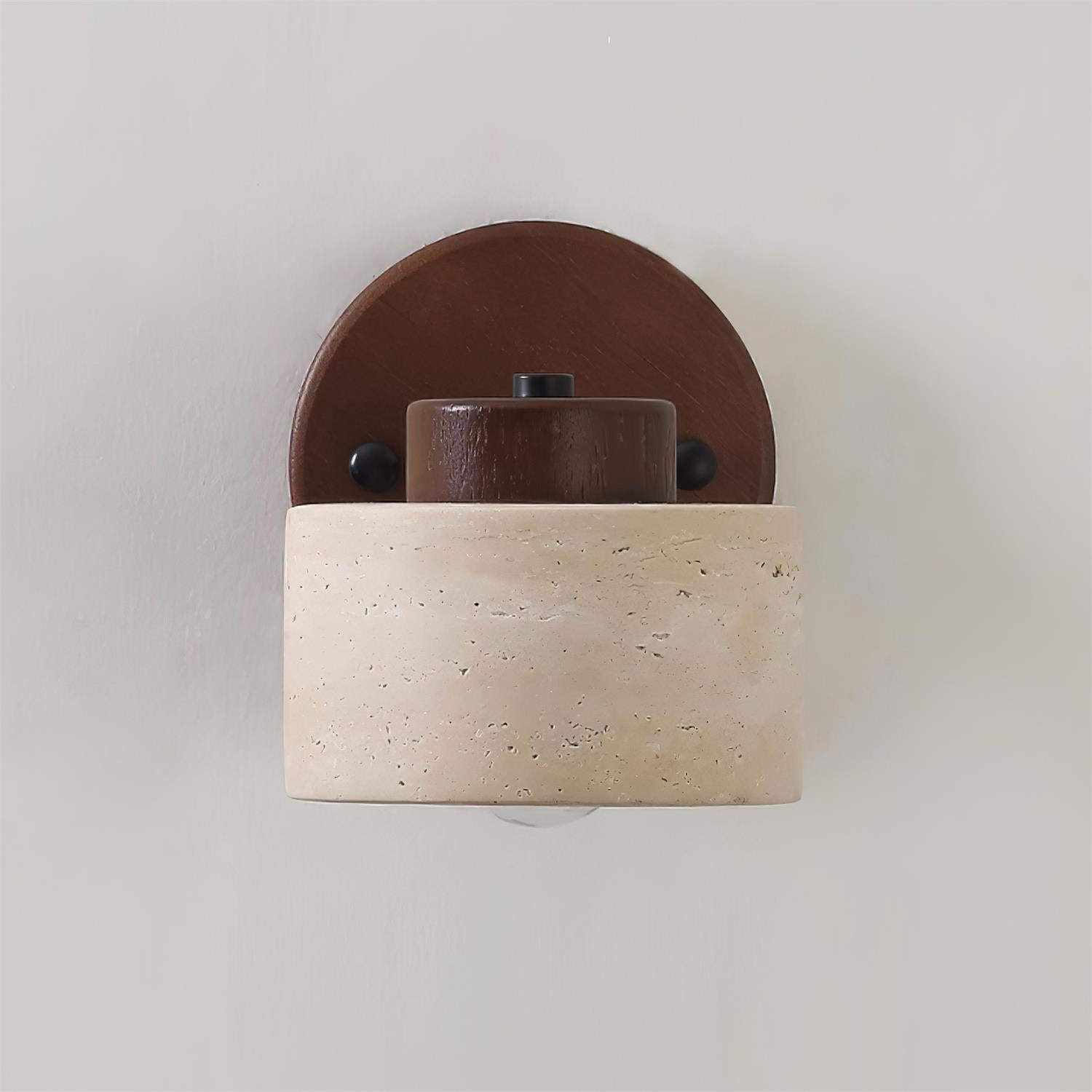 Versatile Indoor/Outdoor Sconce - Elegant Stone & Wood Finish