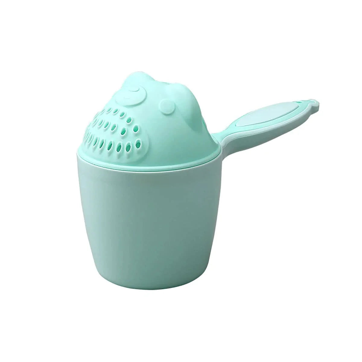 Cute Baby Bath Cap with Water Shield and Fun Shampoo Cup Design