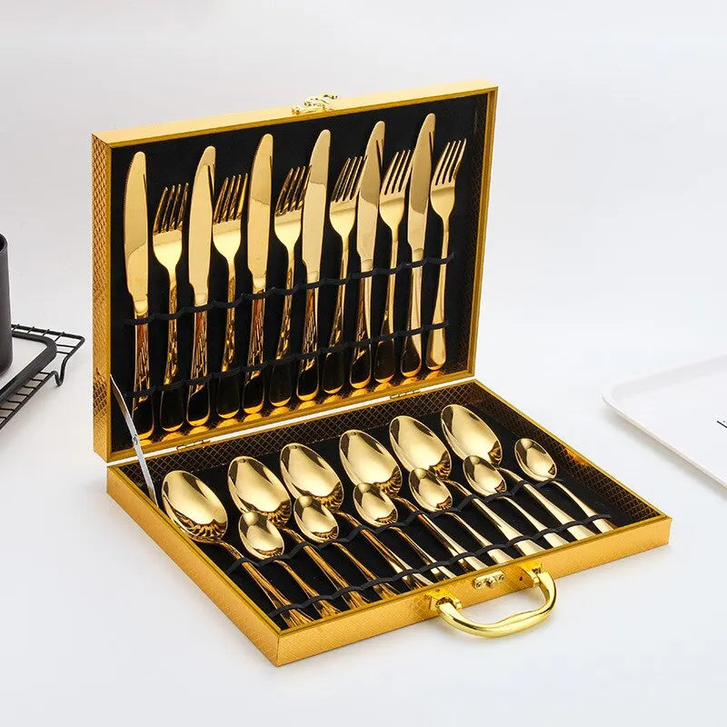 Luxe Gold Stainless Steel Cutlery Collection for Dining