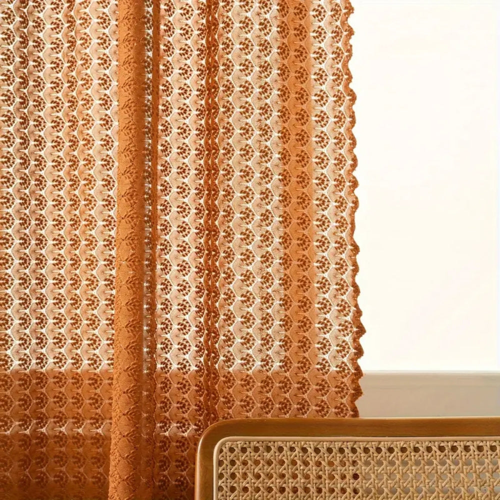 Luxe Weave - Chic Crochet Light-Softening Curtain Panel