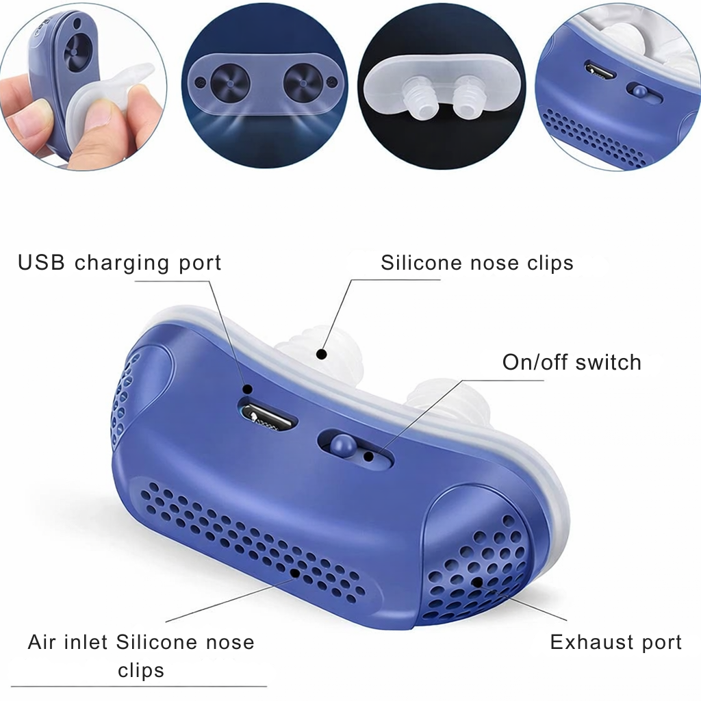 Compact Anti-Snoring Device with Airflow | Mask-Free Breathing Aid | USB Rechargeable