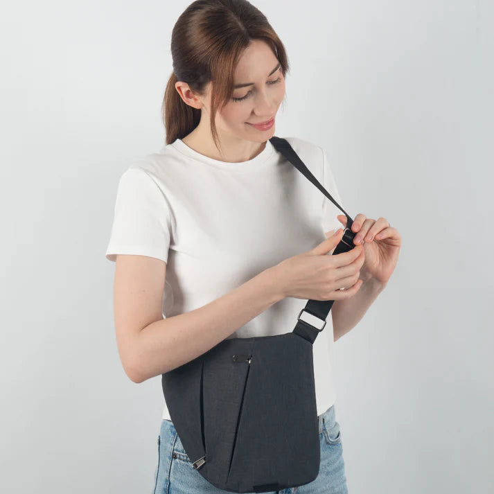 Chic Black Crossbody Bag with RFID Safety and Waterproof Design