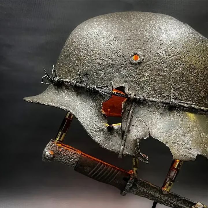 Heritage Glow Vintage Steel Helmet Accent Lamp