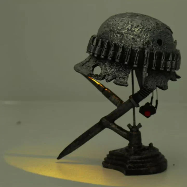 Heritage Glow Vintage Steel Helmet Accent Lamp