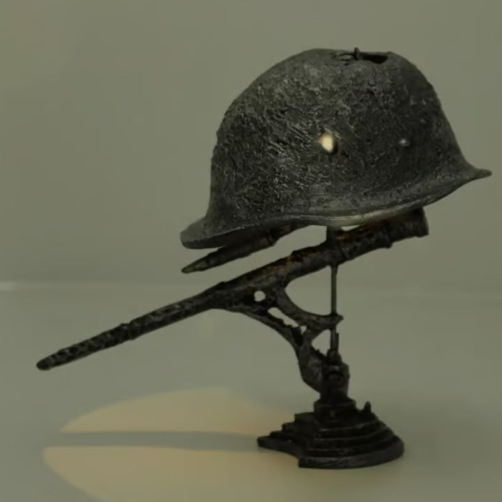 Heritage Glow Vintage Steel Helmet Accent Lamp