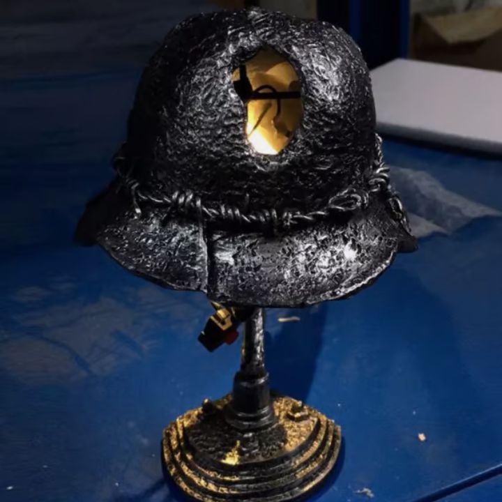 Heritage Glow Vintage Steel Helmet Accent Lamp