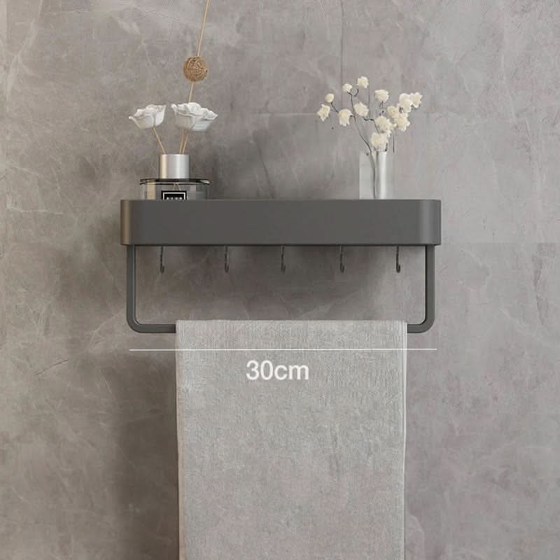 Wall-Mounted Bathroom Shelf with Towel Rack – Stylish Storage Solution