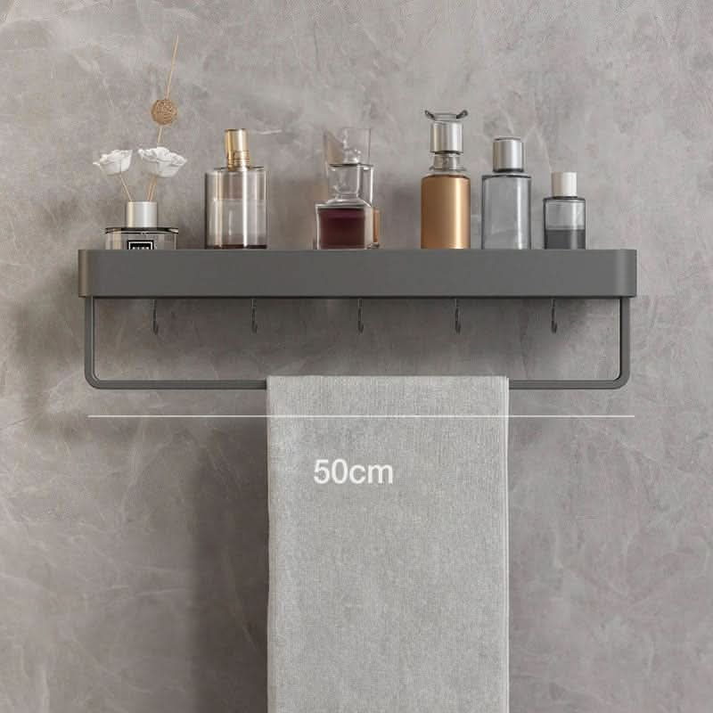Wall-Mounted Bathroom Shelf with Towel Rack – Stylish Storage Solution