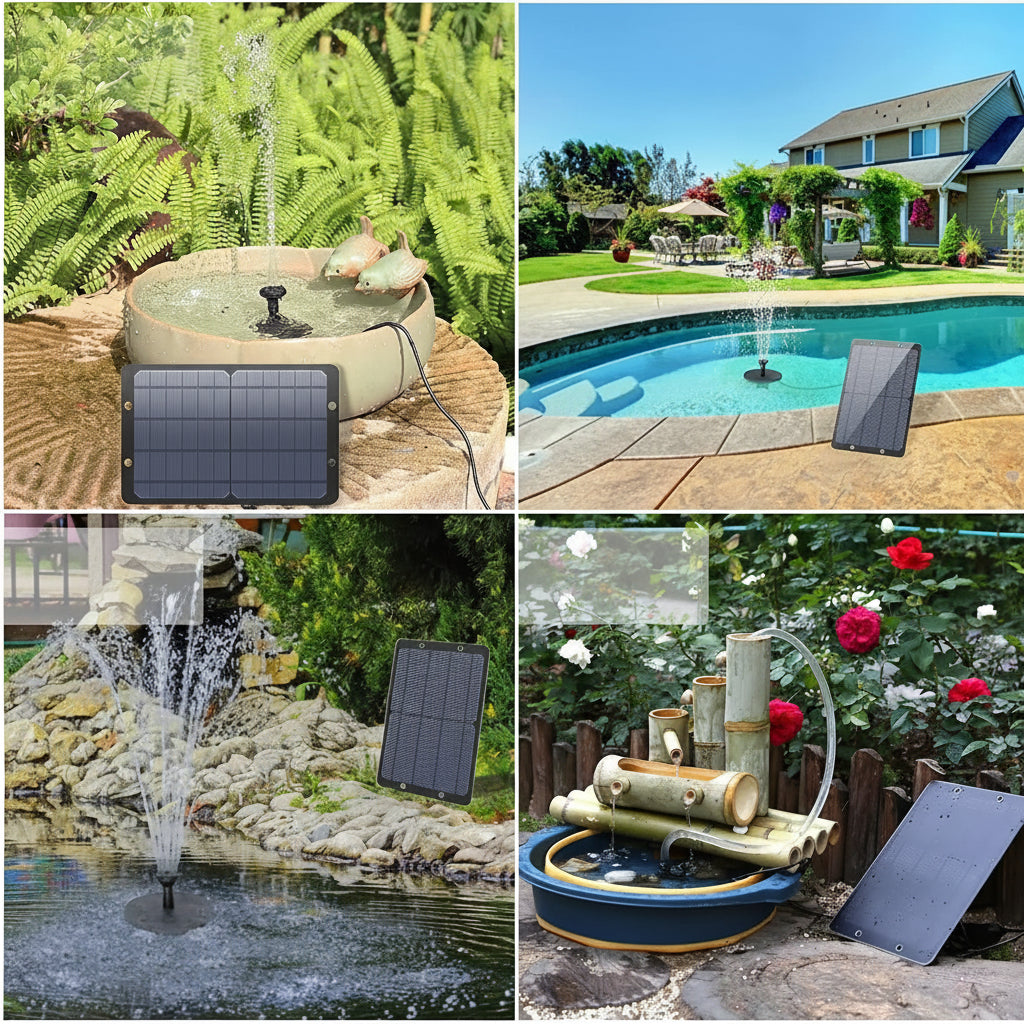 EcoFlow - 9W Solar Fountain Pump System with Custom Nozzles & Hose for Your Pond