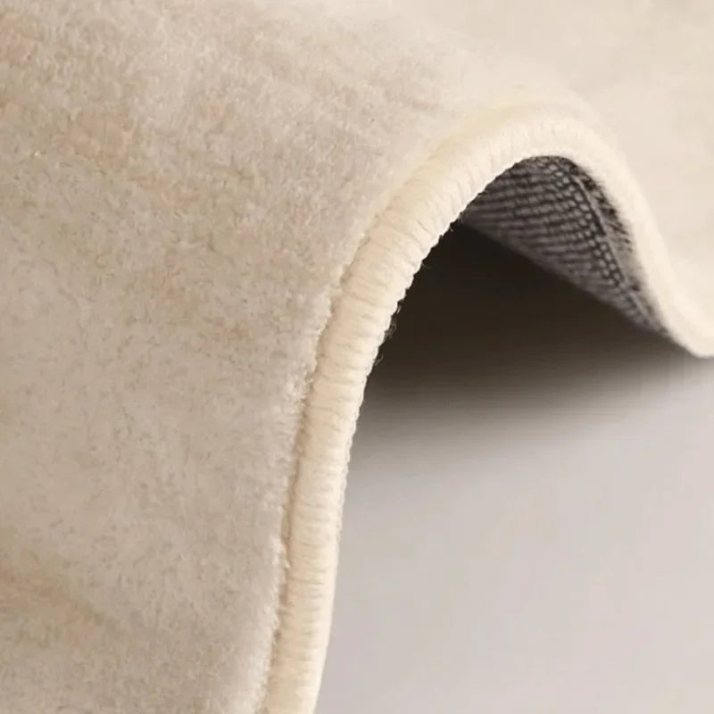Elegant Non-Slip Area Rug with Wave Edge in Beige