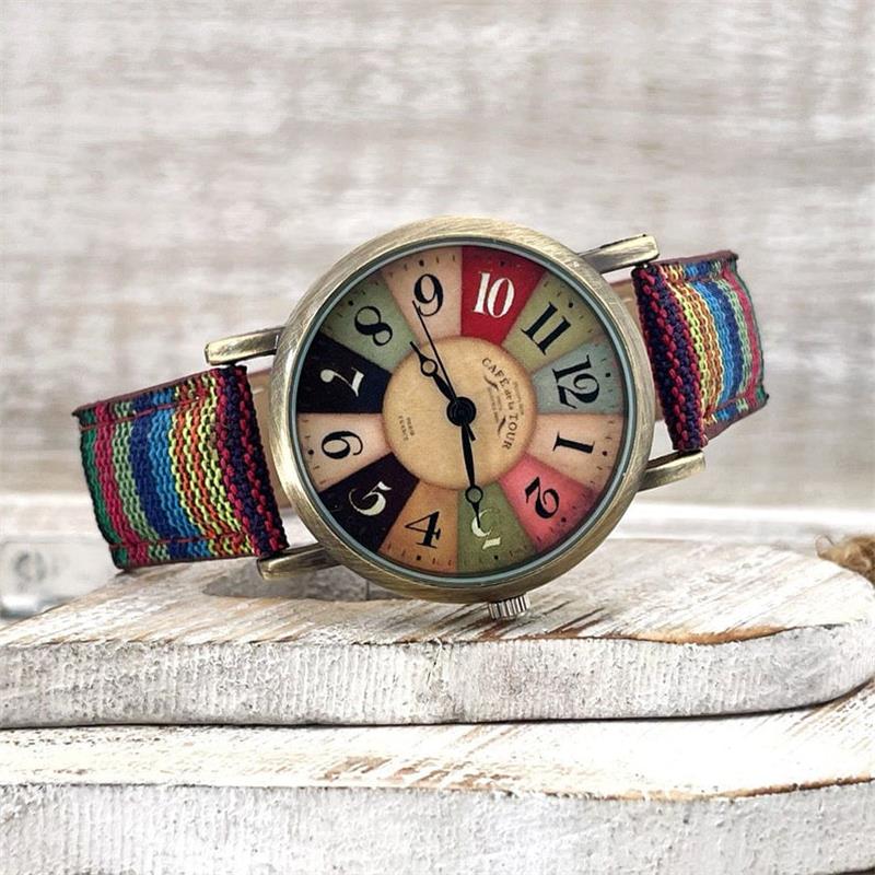 Vintage Watch with Braided Fabric Strap