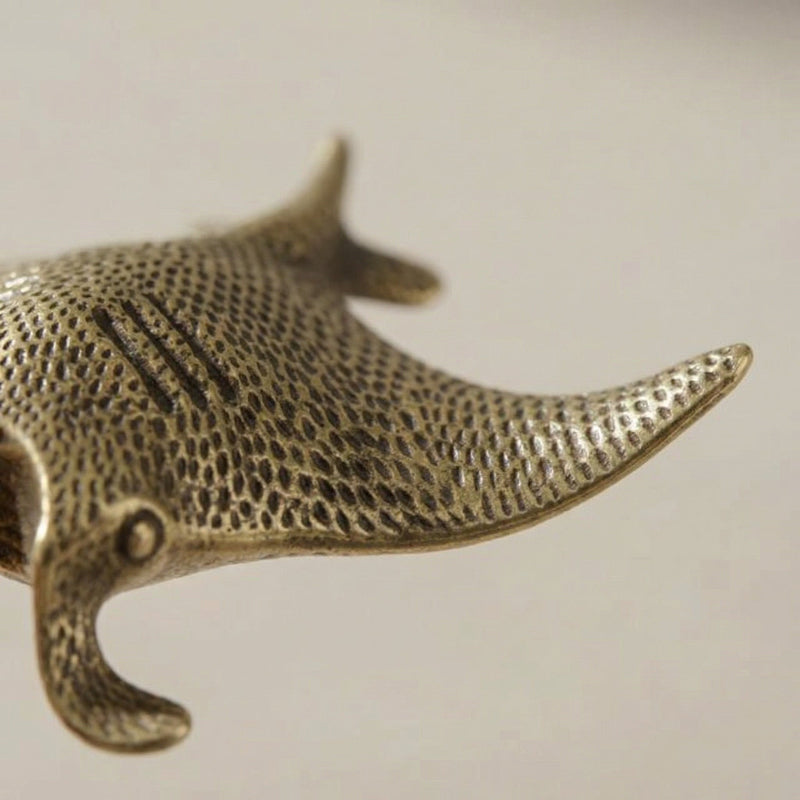 Ocean-Inspired Brass Manta Ray Sculpture for Coastal Decor