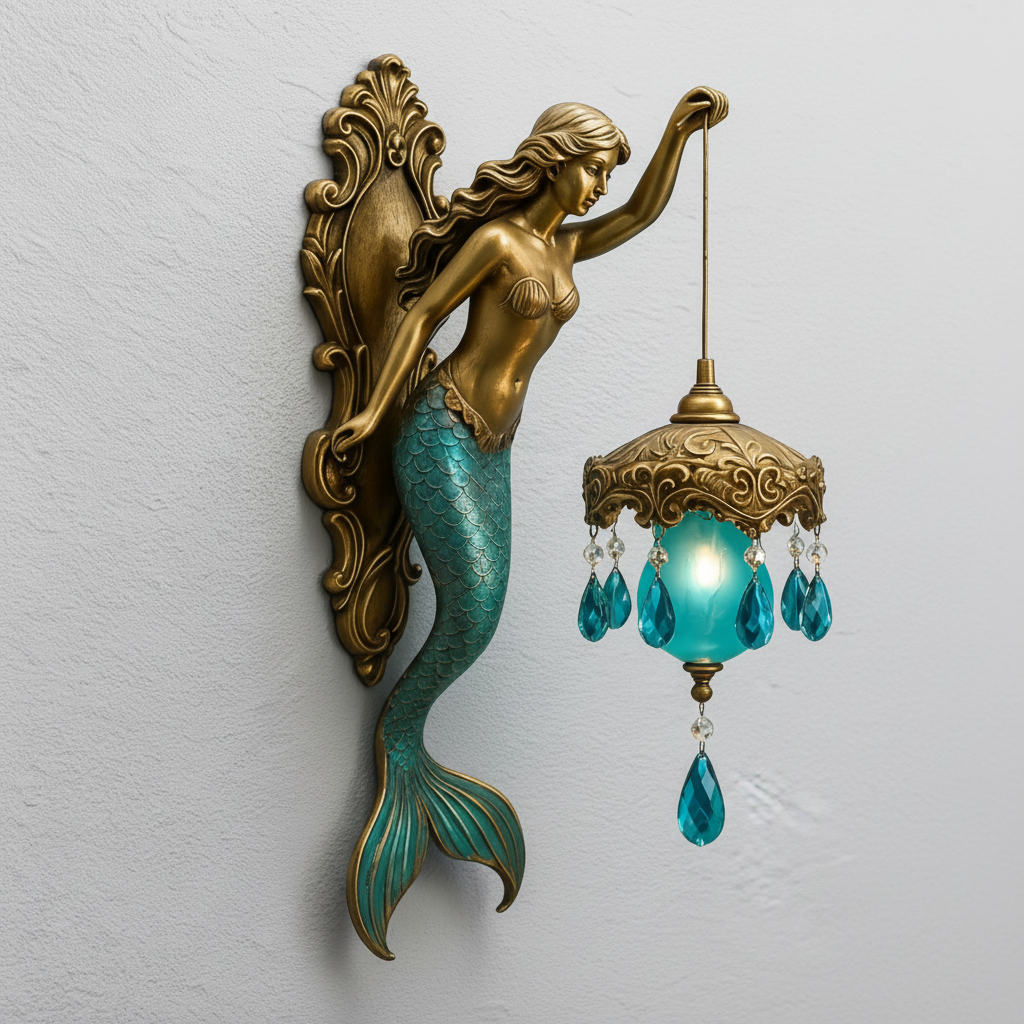 OceanGlow - Artisan Mermaid-Inspired Wall Light Fixture