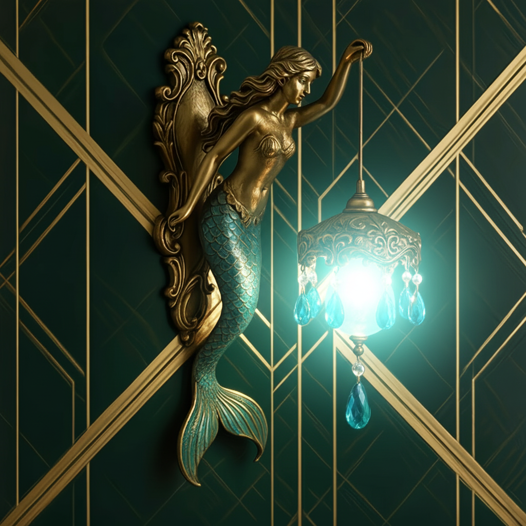 OceanGlow - Artisan Mermaid-Inspired Wall Light Fixture