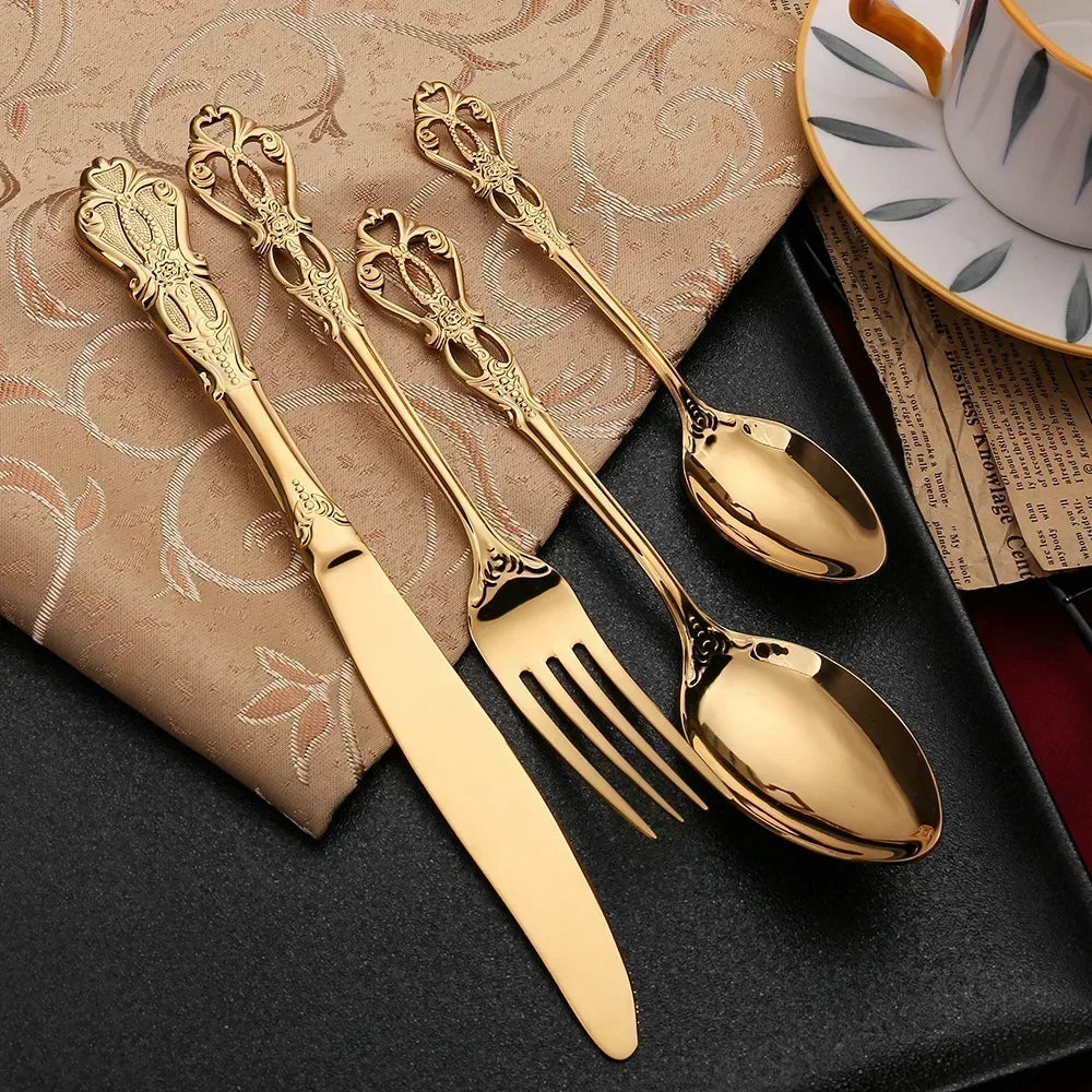 Elegant 24-Piece Stainless Steel Dining Cutlery Collection