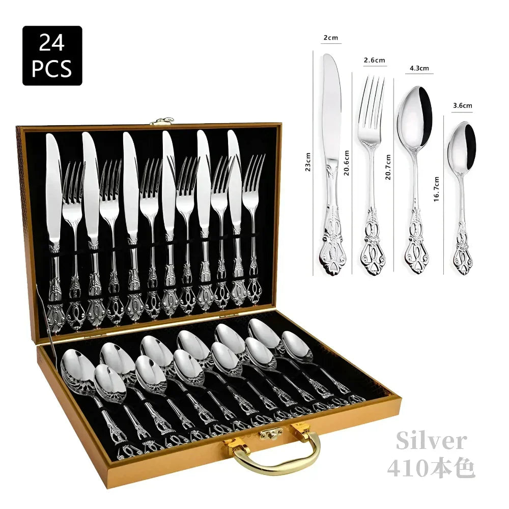 Elegant 24-Piece Stainless Steel Dining Cutlery Collection