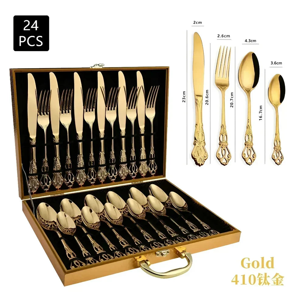 Elegant 24-Piece Stainless Steel Dining Cutlery Collection