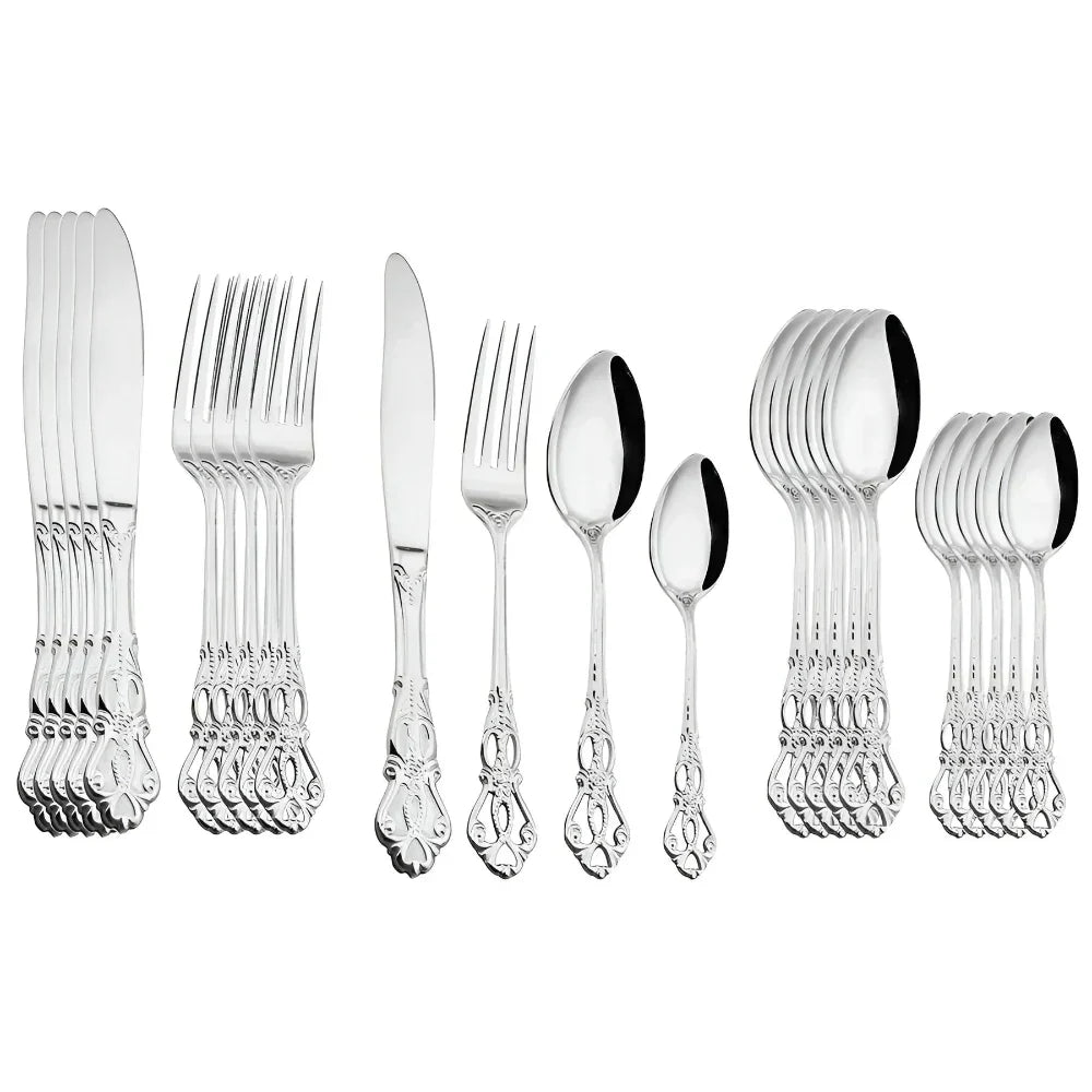 Elegant 24-Piece Stainless Steel Dining Cutlery Collection