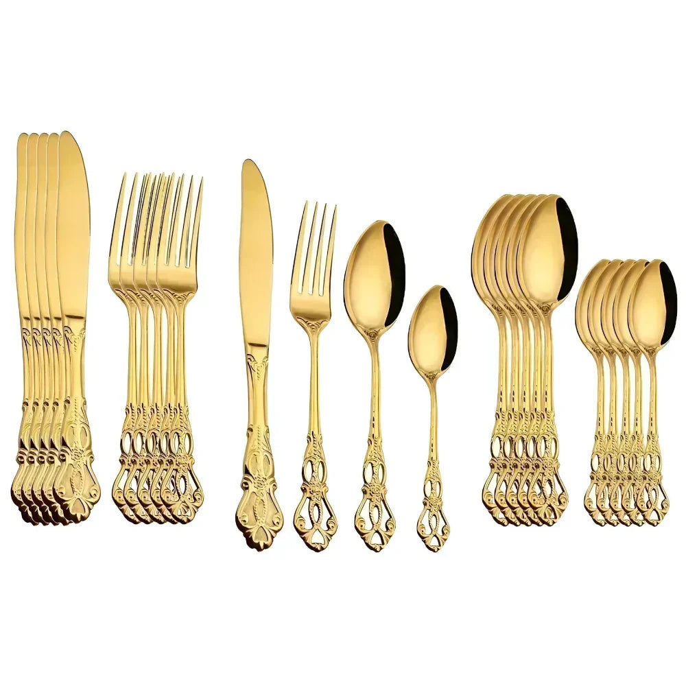 Elegant 24-Piece Stainless Steel Dining Cutlery Collection