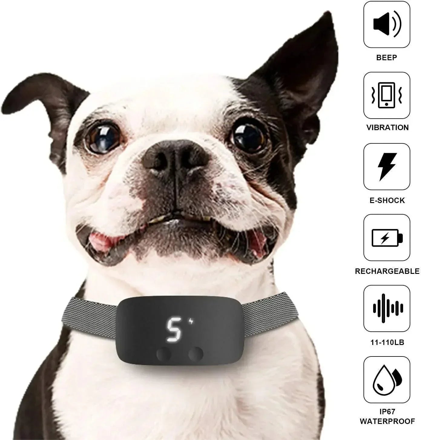 Rechargeable Waterproof Bark Control Collar for All Breeds