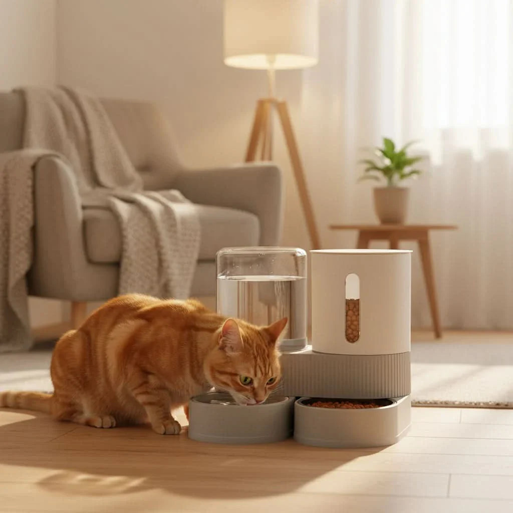 Automatic Pet Feeder with Rotating Bowl Design