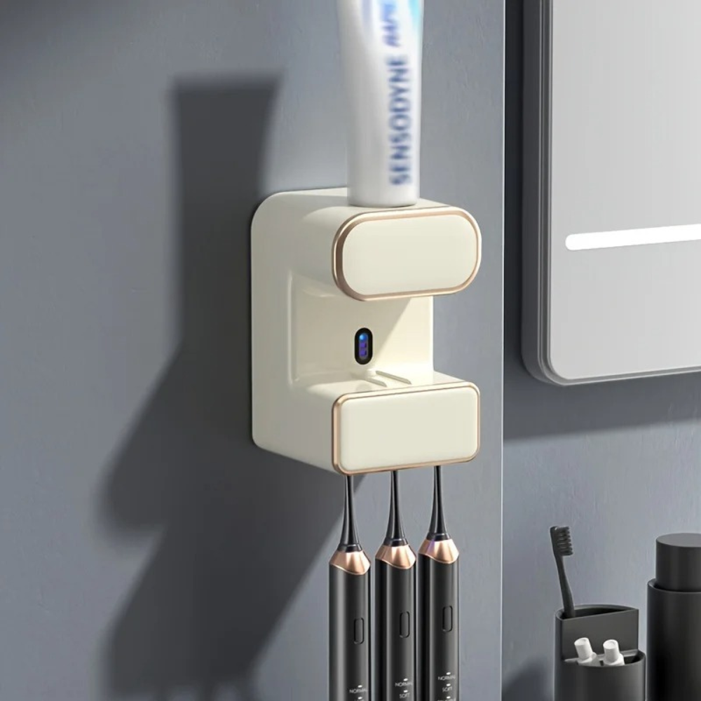 Effortless Toothpaste Dispenser & Toothbrush Organizer for 5 Brushes