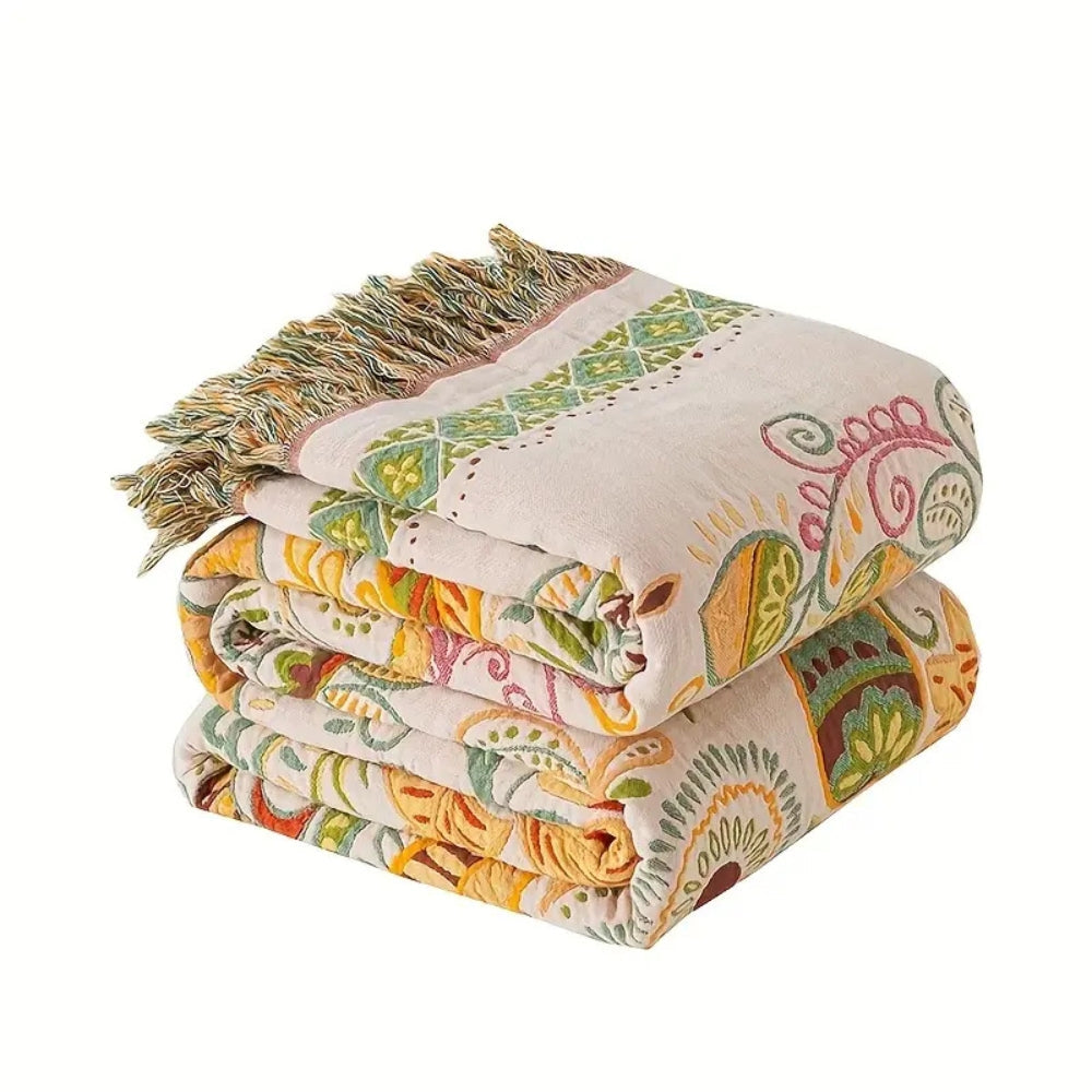 Chic Reversible Cotton Gauze Throw Blanket for Cozy Living