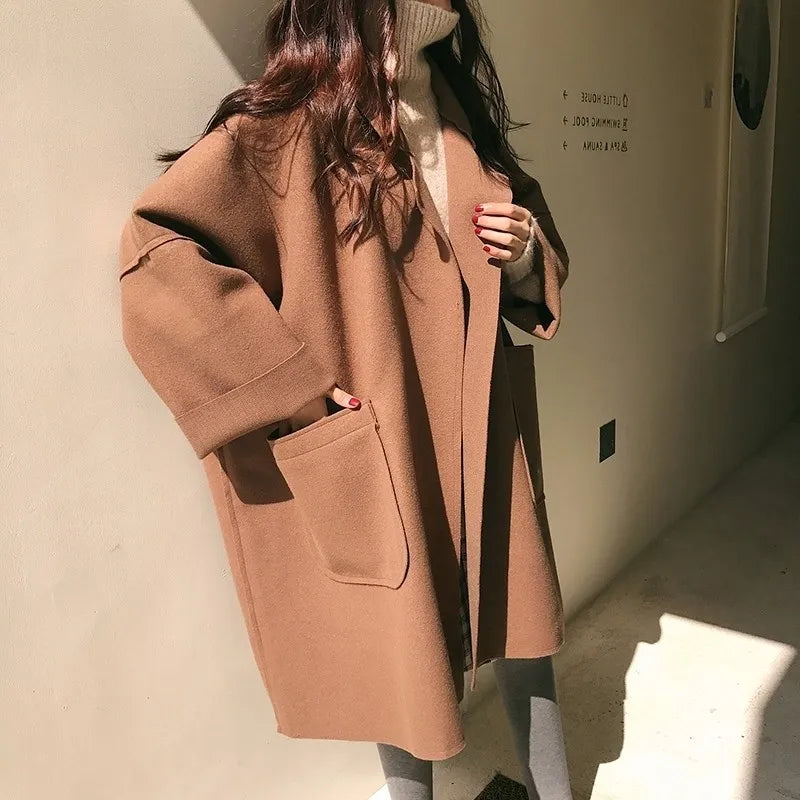 Plus Size Wool Trench Coat - Stylish and Elegant Design