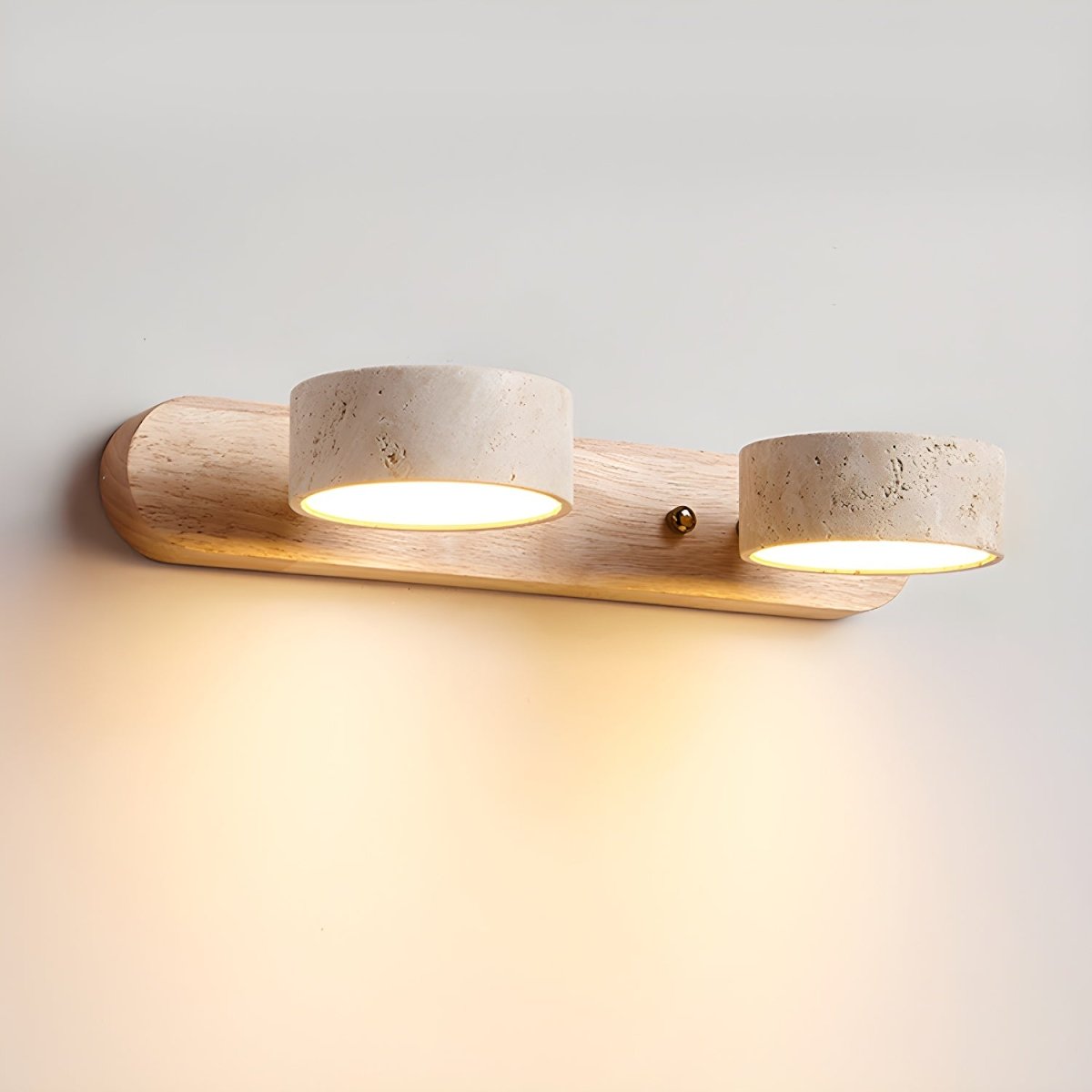 LuxeGlow - Contemporary LED Wall Light with Natural Stone and Wood