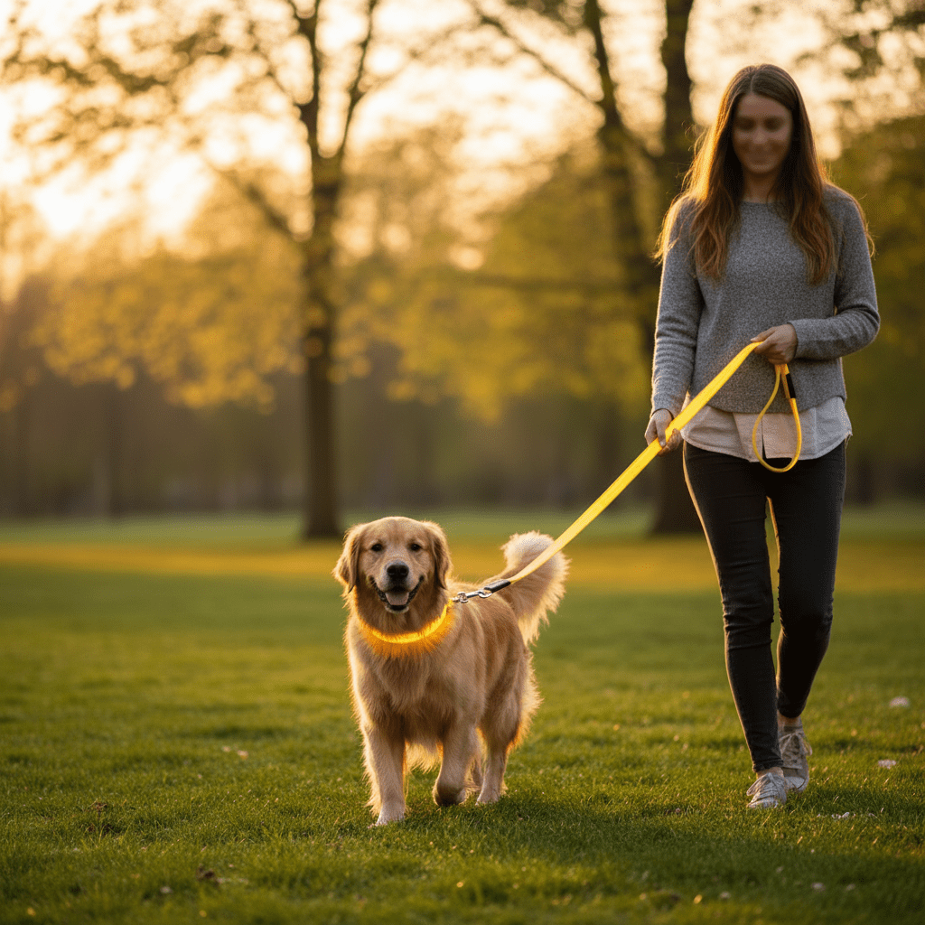 Lighted Dog Leash with USB Recharge & Safety Reflectors