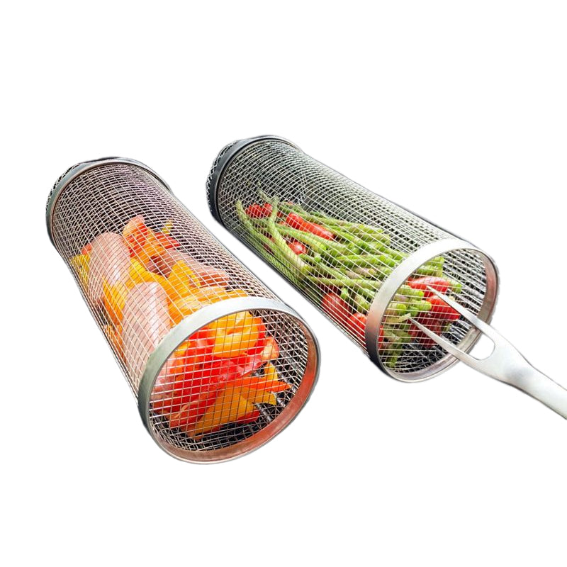 Rotating BBQ Grill Basket | 360° Swivel | Even Heat Distribution | Stainless Steel