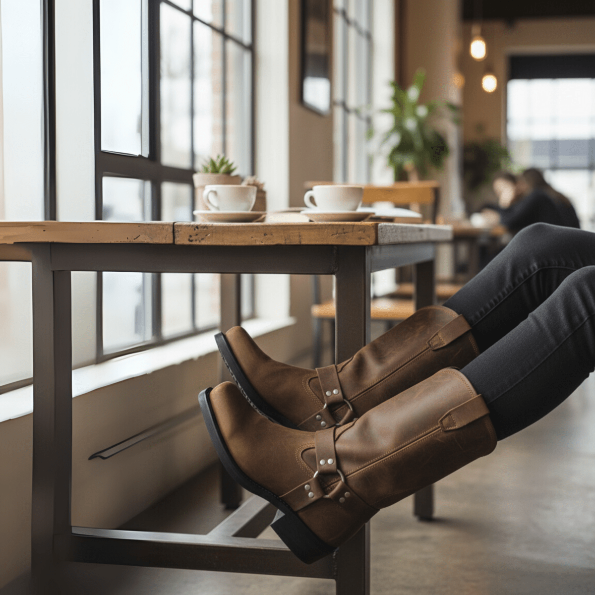 Men's Rugged Waterproof Boots with Stylish Harness Design