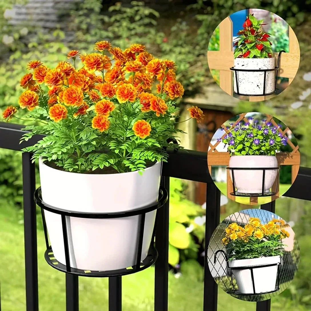 Space-Saving Balcony Pot Holder | Open Drainage Base for Railings