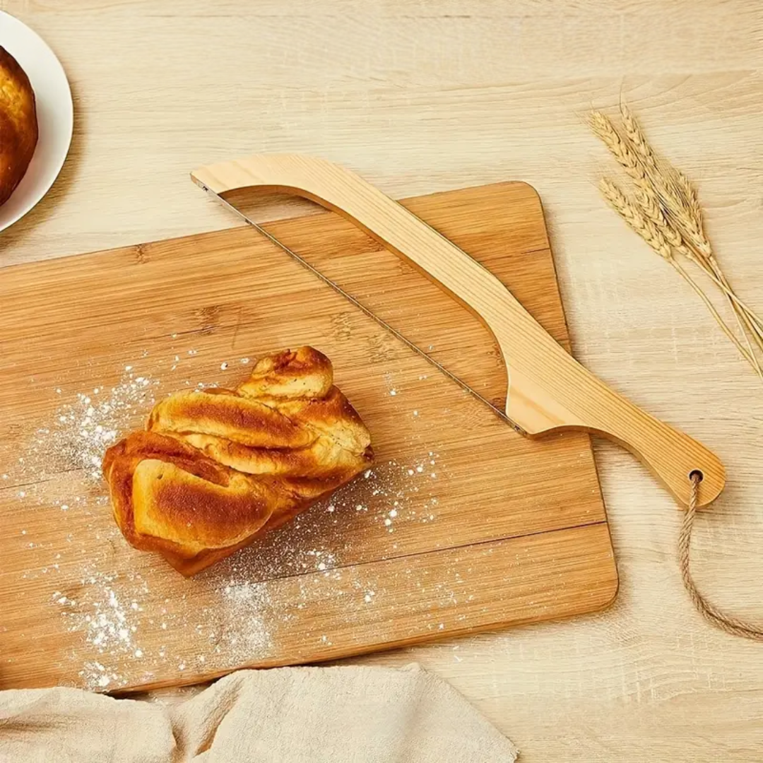 Precision Bread Slicer with Bamboo Grip for Effortless Cutting