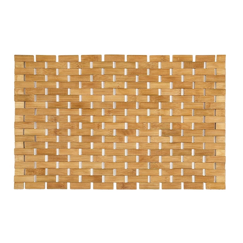 Natural Bamboo Bath Mat with Foldable Design for Stability