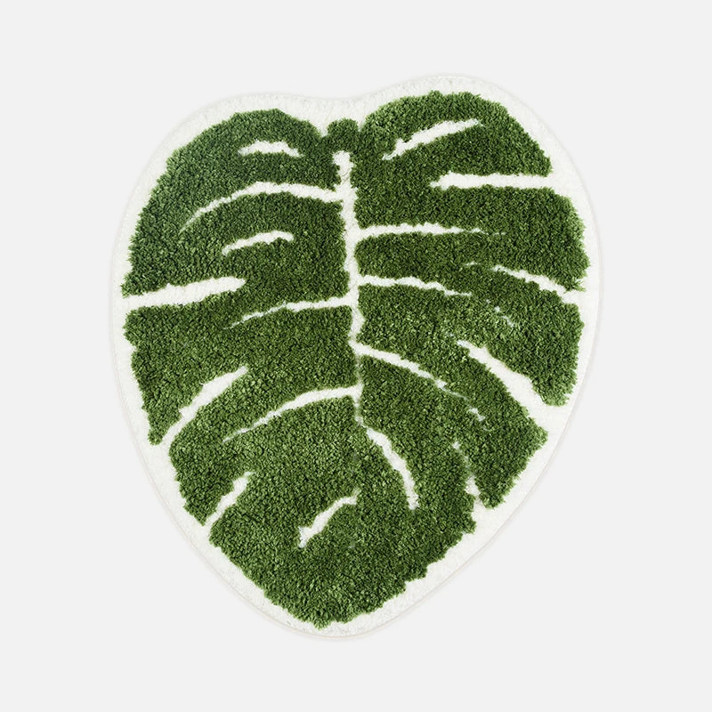 Absorbent Microfiber Bath Mat with Leaf Design - Non-Slip
