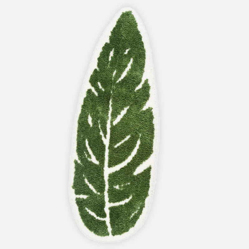 Absorbent Microfiber Bath Mat with Leaf Design - Non-Slip