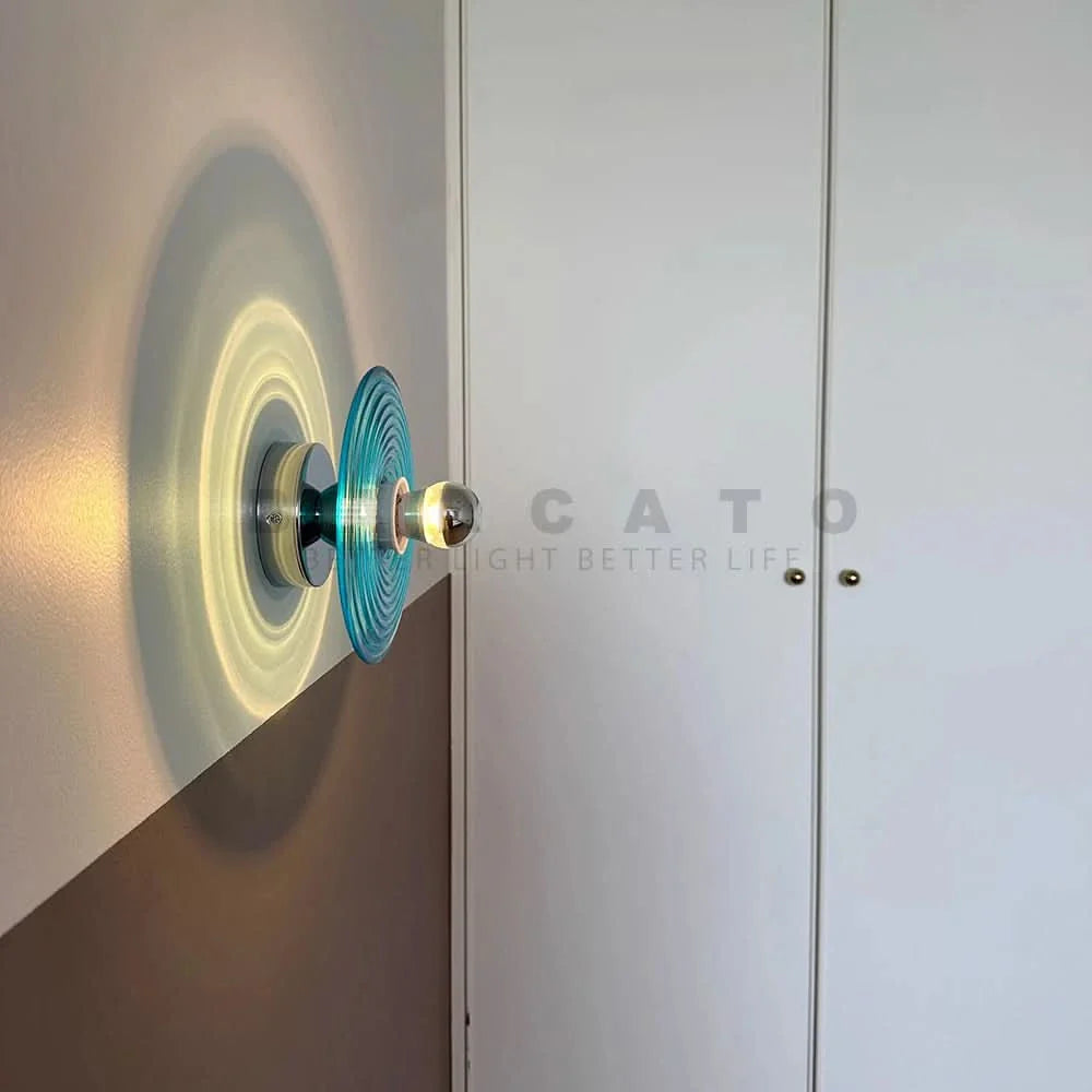 Bauhaus Style Glass Wall Light with Water Ripple Design