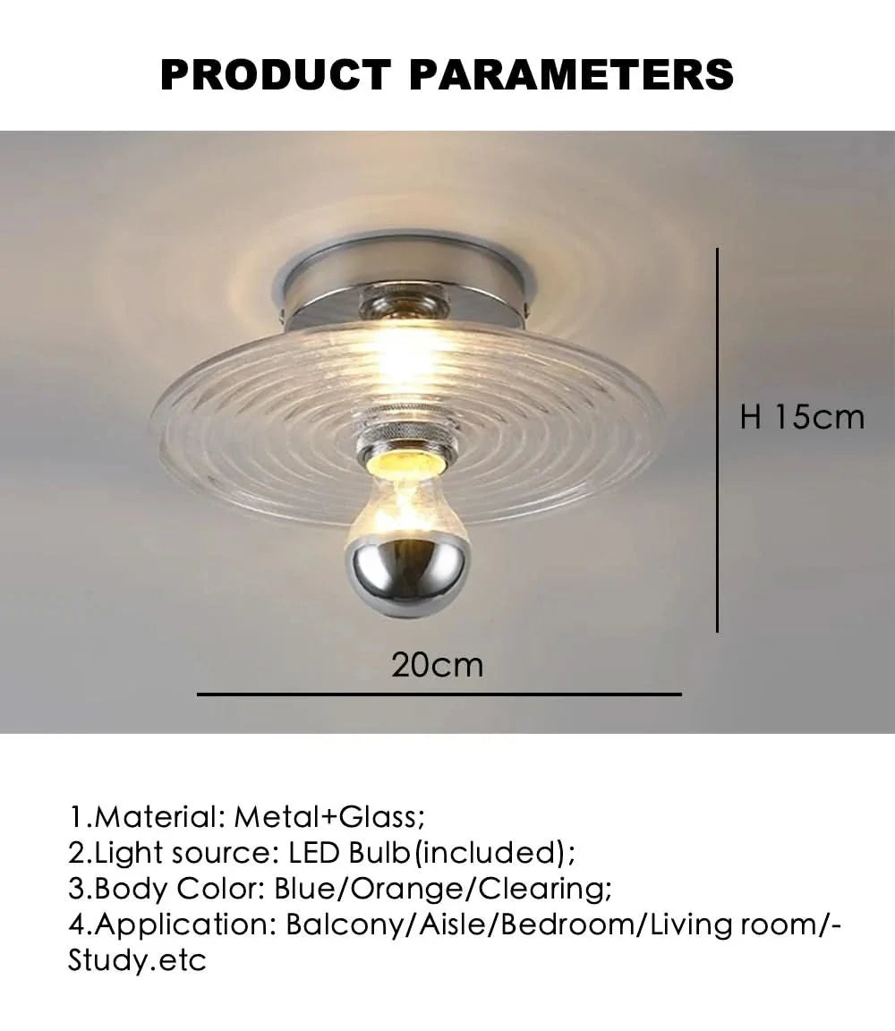 Bauhaus Style Glass Wall Light with Water Ripple Design