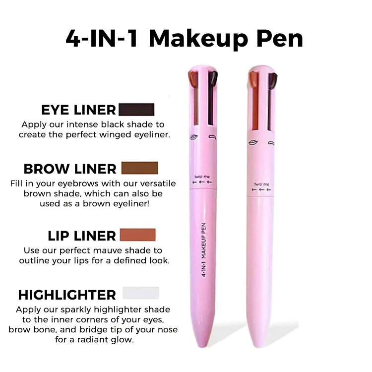 Makeup Essentials Set - Four Tools in One Convenient Pen