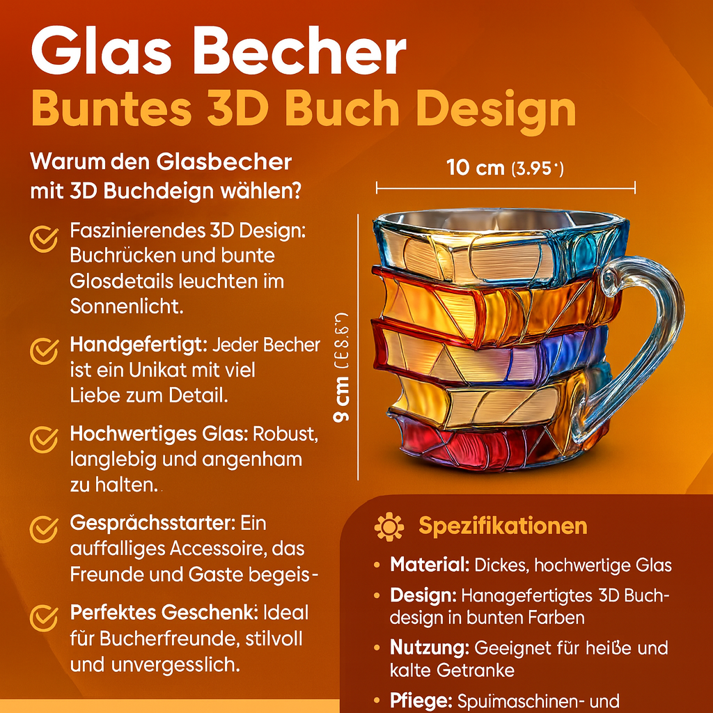 3D Book Design Mug | Colorful Handmade Cup for Coffee & Tea