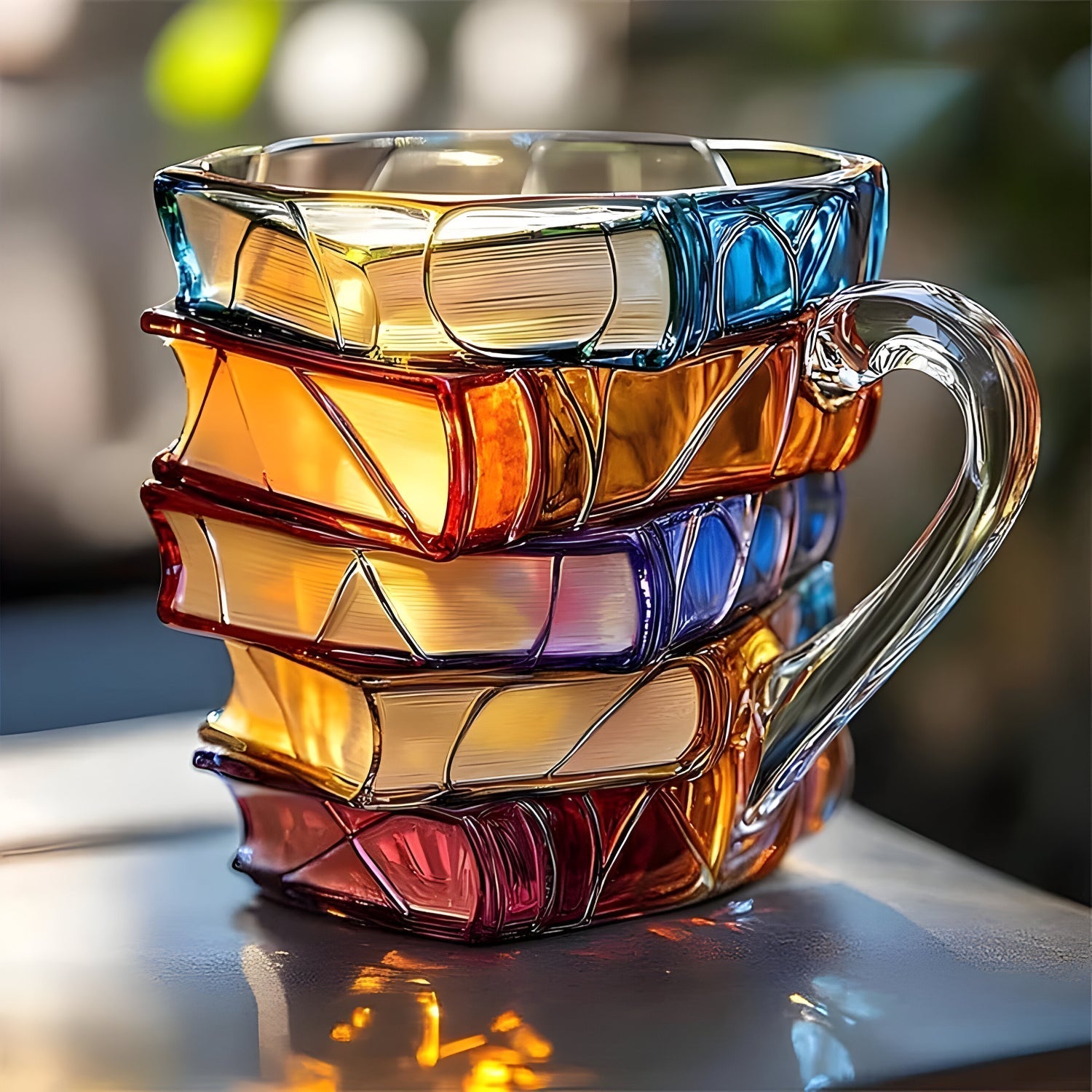 3D Book Design Mug | Colorful Handmade Cup for Coffee & Tea