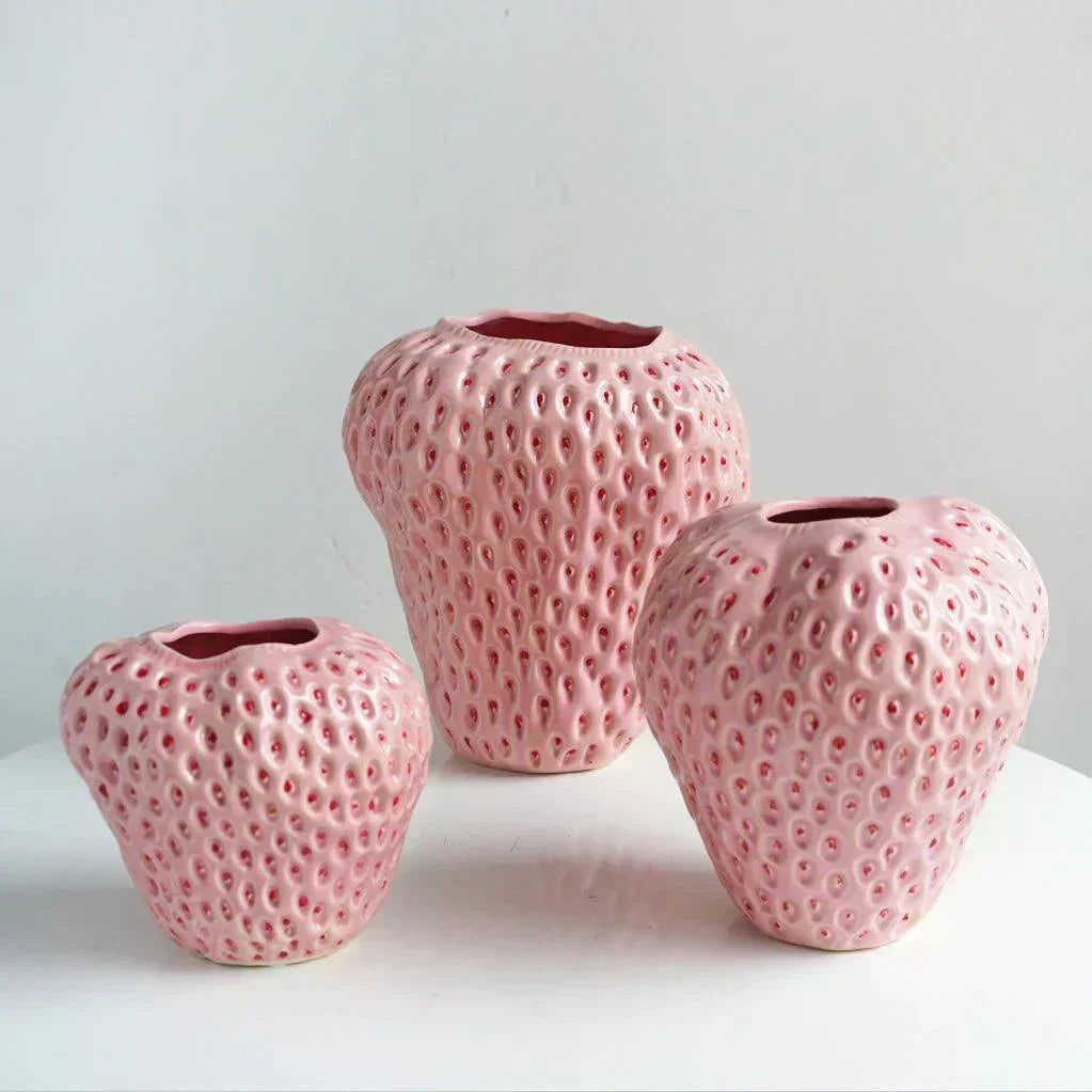 Charming Strawberry Shaped Ceramic Vase for Home Decor