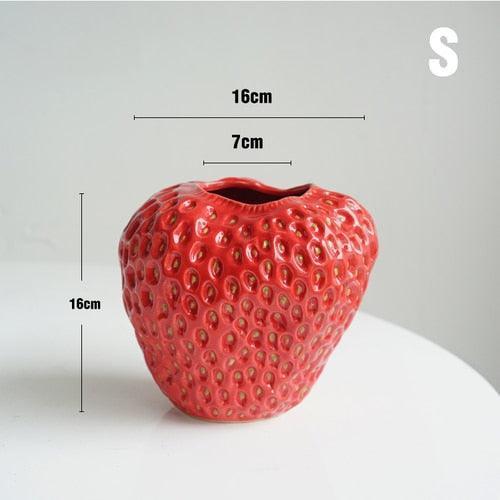 Charming Strawberry Shaped Ceramic Vase for Home Decor