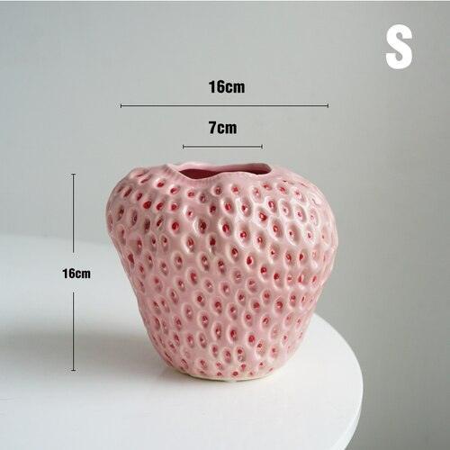 Charming Strawberry Shaped Ceramic Vase for Home Decor