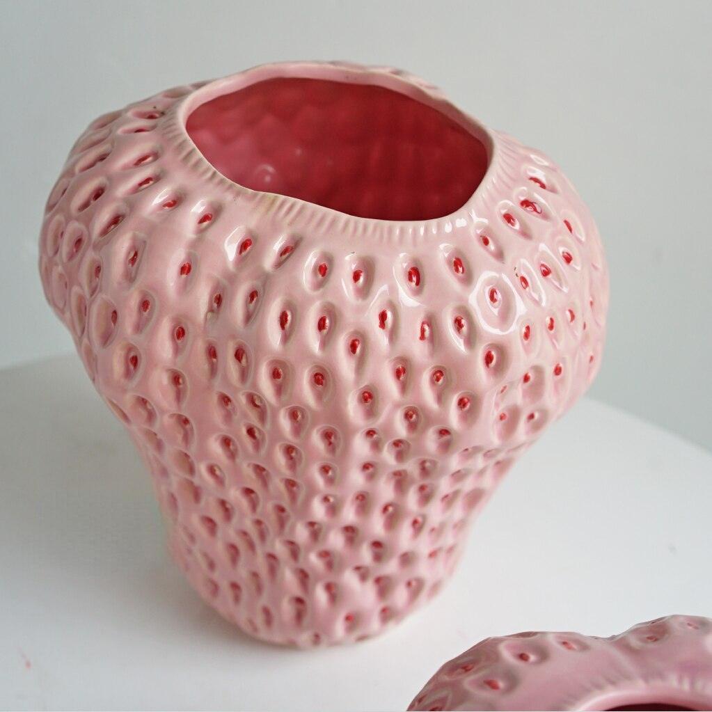 Charming Strawberry Shaped Ceramic Vase for Home Decor