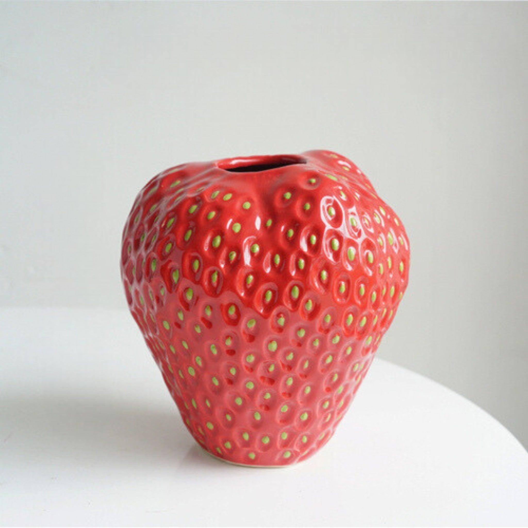 Charming Strawberry Shaped Ceramic Vase for Home Decor