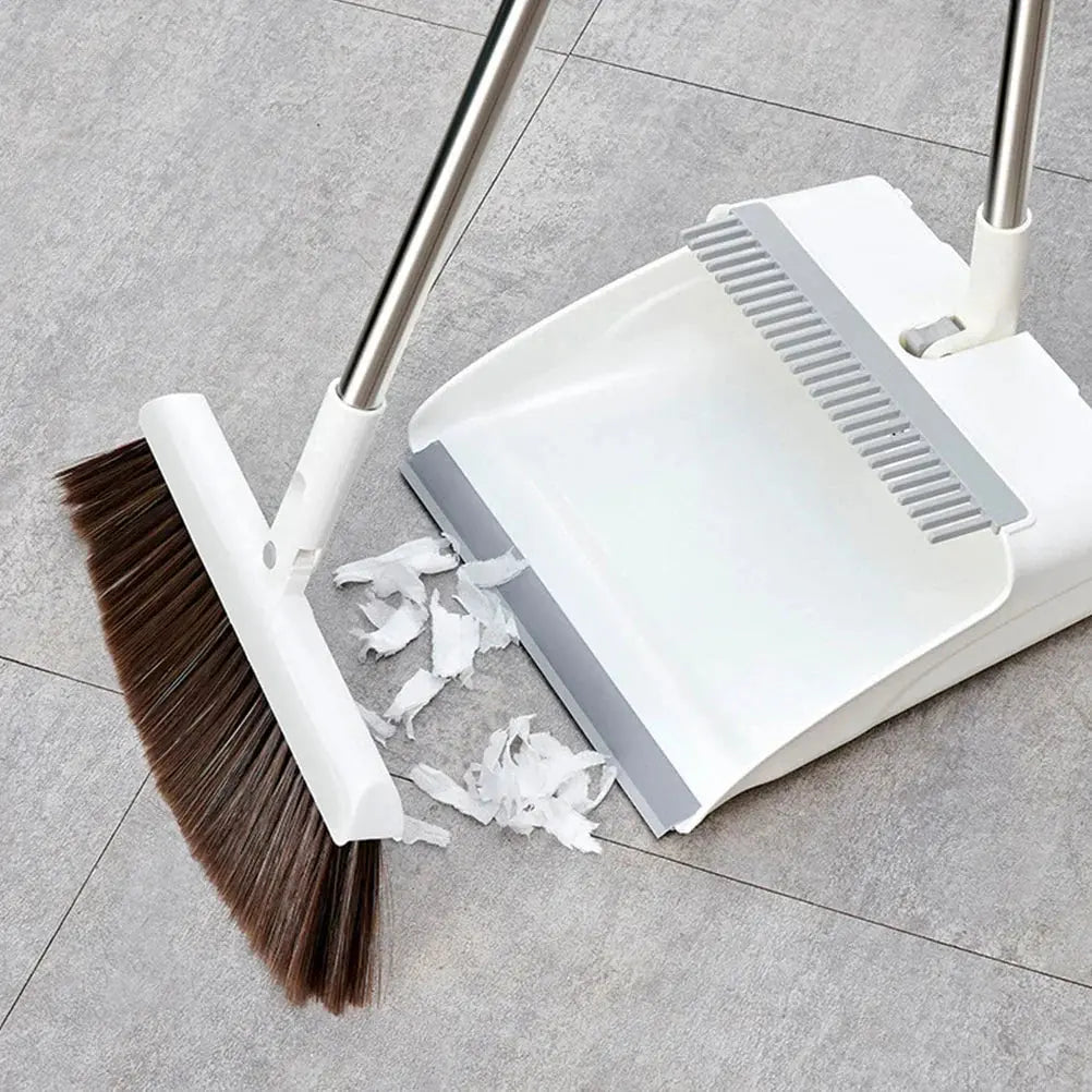 Broom and Dustpan Set | Stand Upright for Easy Sweeping Without Bending