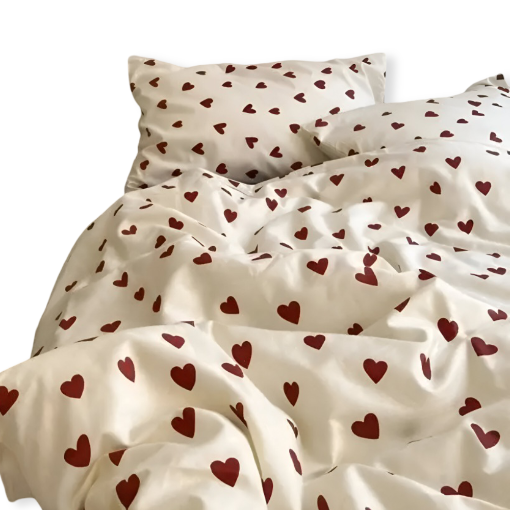 Heart Pattern Bed Sheet | Soft Sleep Experience | Easy Care
